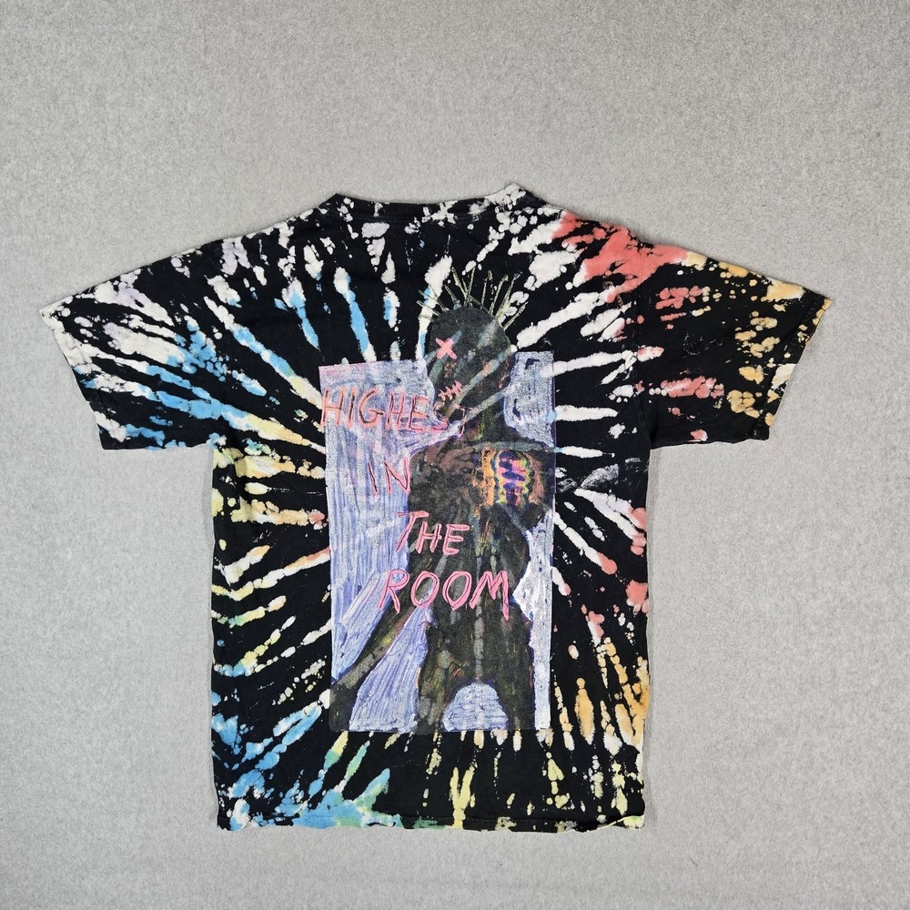 Travis Scott Men Shirt Black Tie Dye Rainbow Highest in the Room Cactus Jack